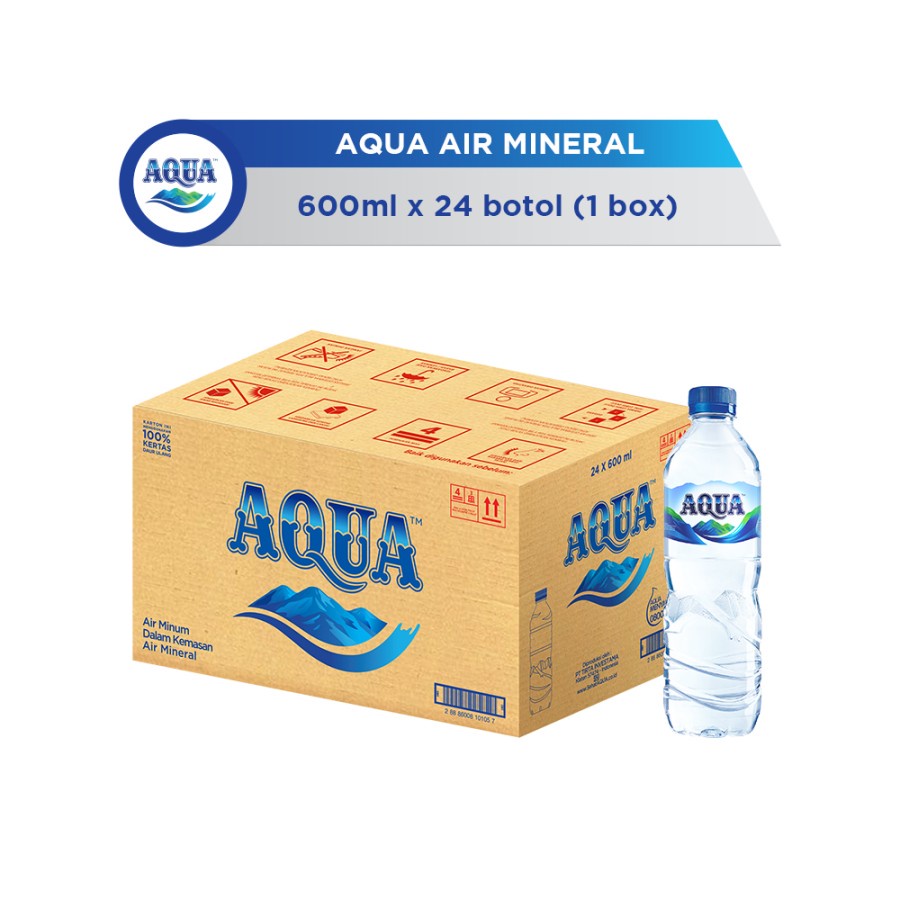 Jual Air Mineral Aqua Botol 600ml X 24 Botol 1 Dus Shopee Indonesia 5075