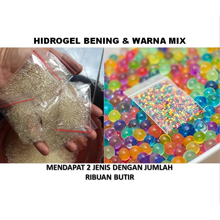 Jual Hidrogel Transparan Dan Warna Mix Hydrogel Murah 1500+ Butir Untuk ...