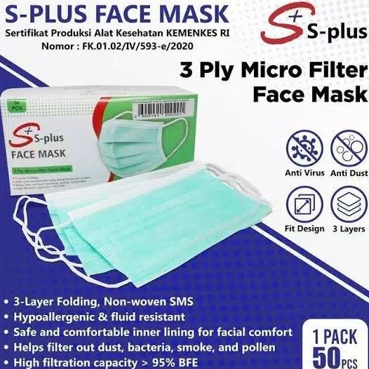 Jual Masker 3 Ply / Masker Medis 3Ply Masker S-plus Surgical 88 ...