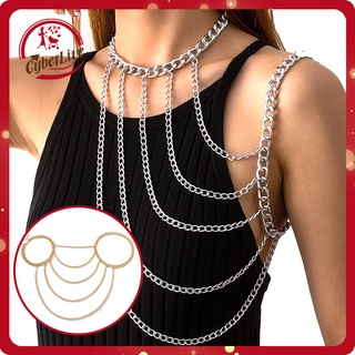 Boho Multilayer Metal Chain Body Jewelry Bralette Women Chest