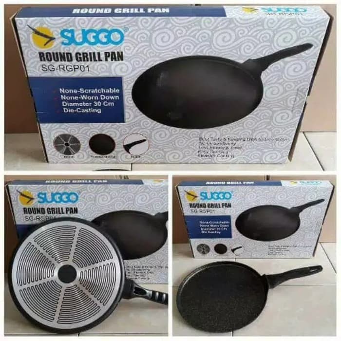 Jual Suggo Round Grill Pan SGRGP01 Alat Panggang Serbaguna Anti