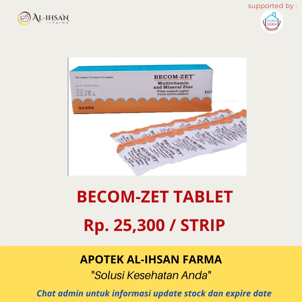 Jual BECOM ZET - MULTIVITAMIN (1 STRIP ISI 10 KAPLET) | Shopee Indonesia