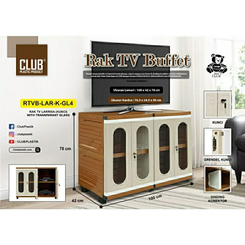 Jual CLUB Rak TV Buffet Larissa Dengan Kunci dan Kaca - Rak TV ...