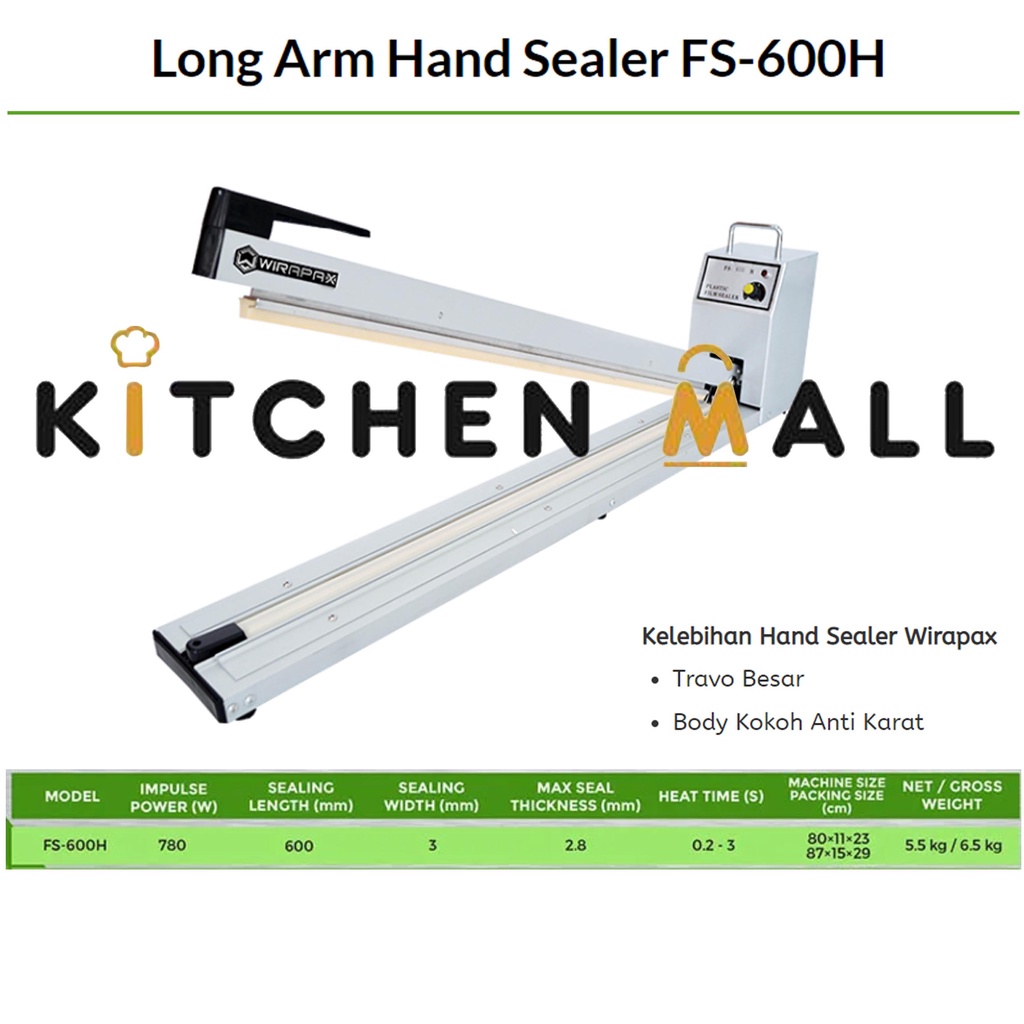 Jual WIRAPAX FS-600H HAND SEALER / MESIN PENYEGEL PLASTIK WIRATECH ...