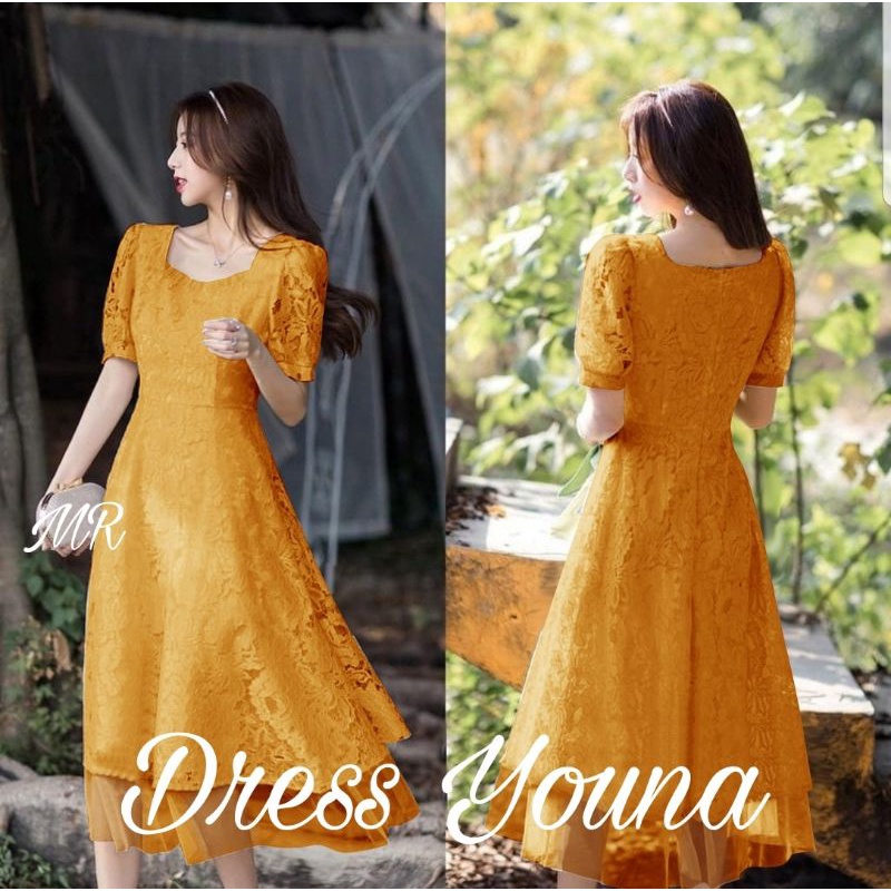 Baju Dress Wanita Gaun Kondangan Brukat Party Dress Resmi Modern Cantik Mewah Elegant Dres Pesta Remaja Dewasa Gadis Anak Tanggung Acara Hajatan Natal