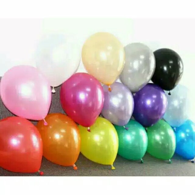 Jual 10 pcs Balon Metalik Polos 10 inch / Warna Biru / warna mix /Balon
