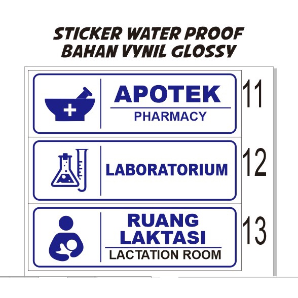 Jual Stiker waterproof - stiker sign ruang rumah sakit - stiker sign ...