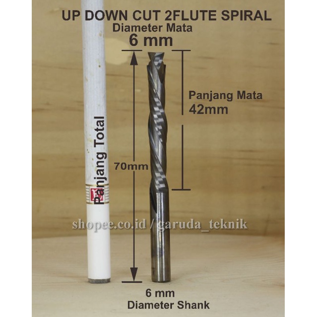 Jual Mata ROUTER BIT CNC COMPRESSION ENDMILL UP DOWN CUT 2Flute spiral ...