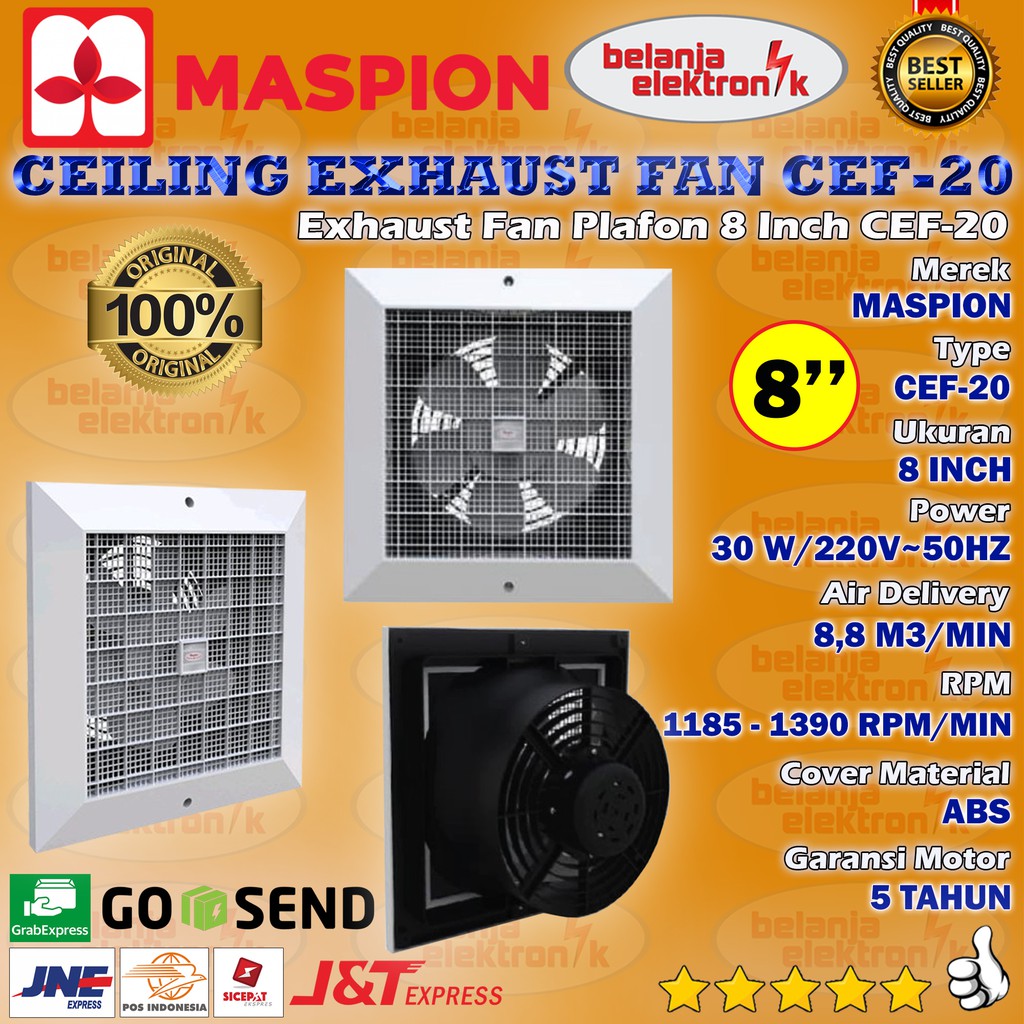 Jual MASPION CEILING EXHAUST FAN PLAFON CEF-20 8 INCH | Shopee Indonesia