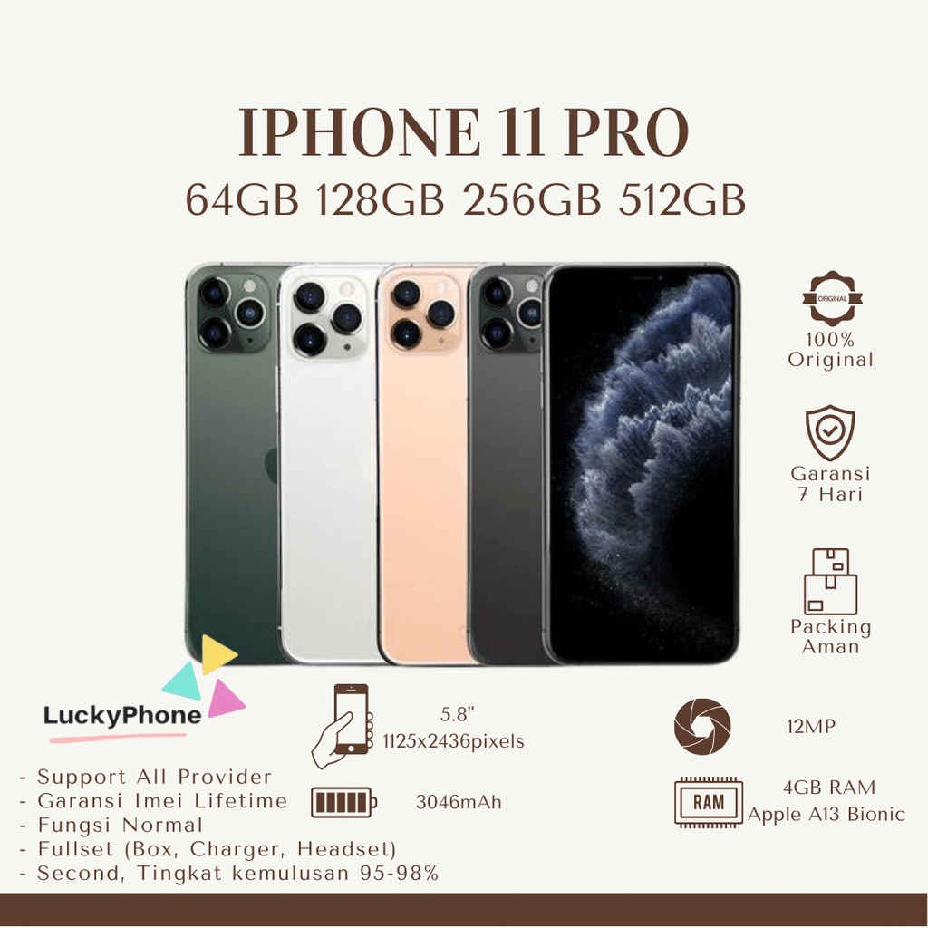 Jual Iphone 11 Pro 64GB 256GB SECOND BEKAS ORIGINAL FULLSET | Shopee ...