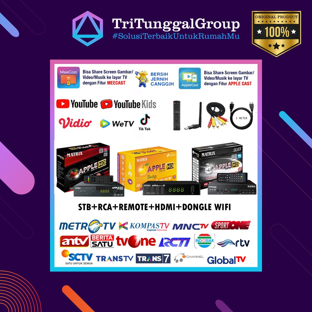 Jual (BAYAR DI TEMPAT) Set Top Box Tv Digital Matrix DVB T2 Apple HD ...