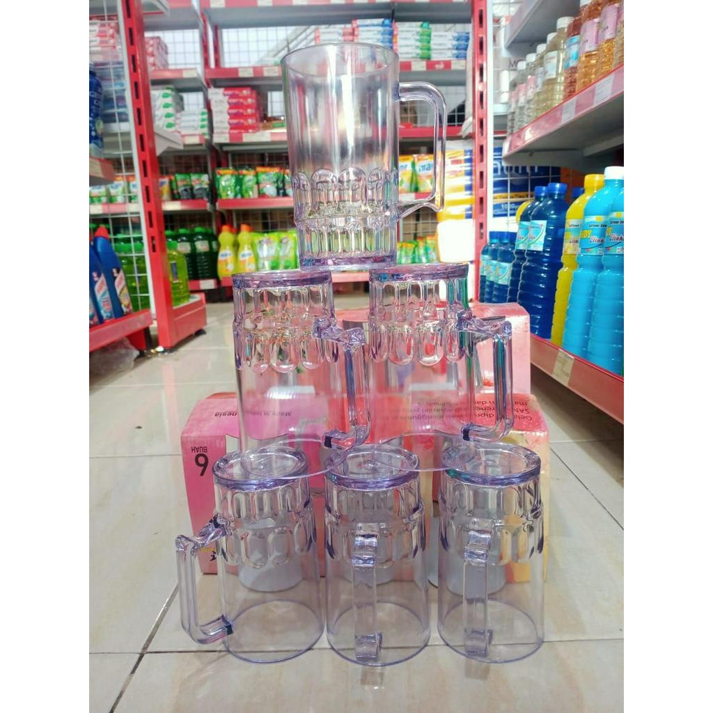 Jual Gjk Gelas Gelas Mika Gelas Plastik Bening Gelas Jus Juice Gagang Melamin Shopee 6818