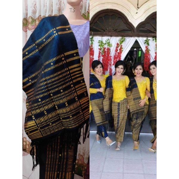 Jual Ready Pucca Bunga Navy Gold Songket Tarutung Sarung Tarutung ...