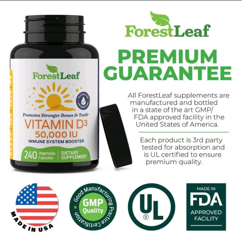 Jual Vitamin D3 50,000 IU forest leaf original isi 120 capsule Shopee