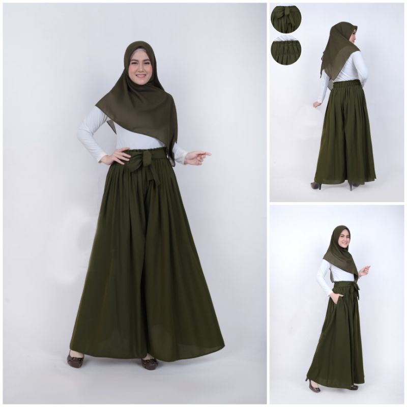 Jual Kulot panjang wanita bahan wolfis / celana kulot rempel woolpeach ...