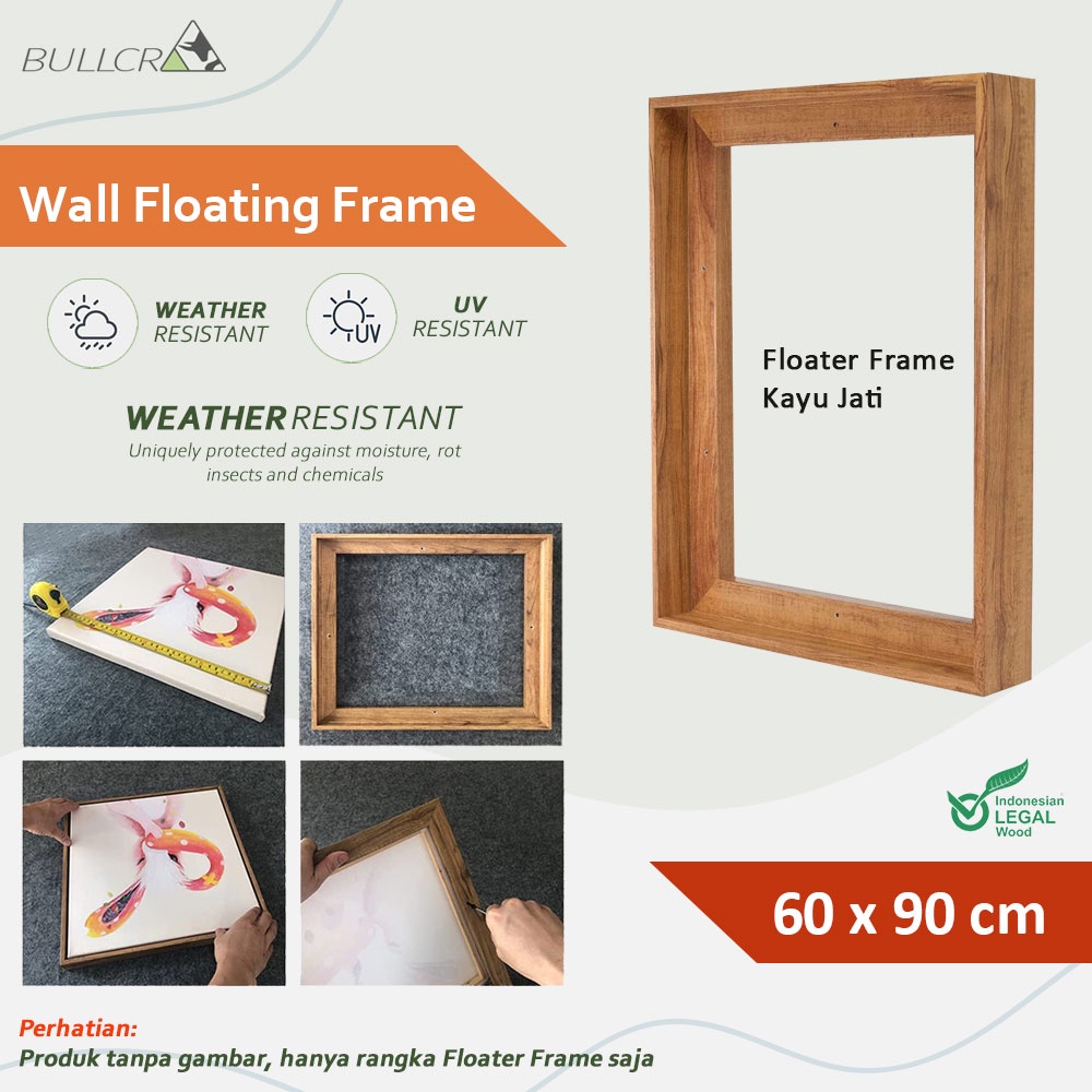 Jual Floating frame custom bingkai foto spanram canvas lukis kayu jati ...