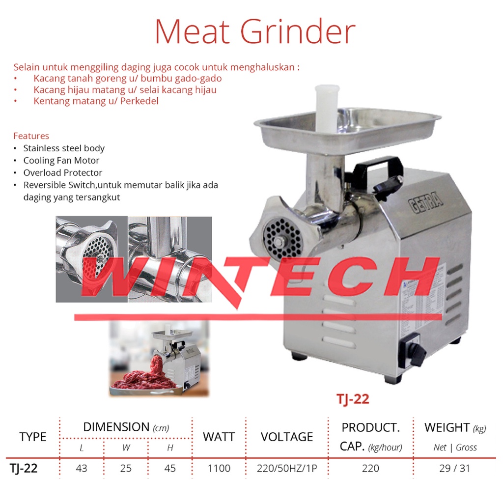 Jual Getra Tj Getra Meat Grinder Mesin Penggiling Daging Kacang