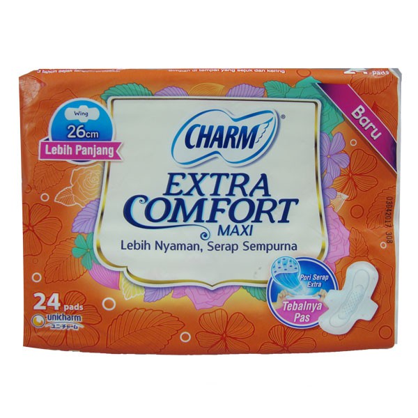 Charm Extra Comfort Maxi 26cm Non Wing 24+2 Pads Pembalut Wanita