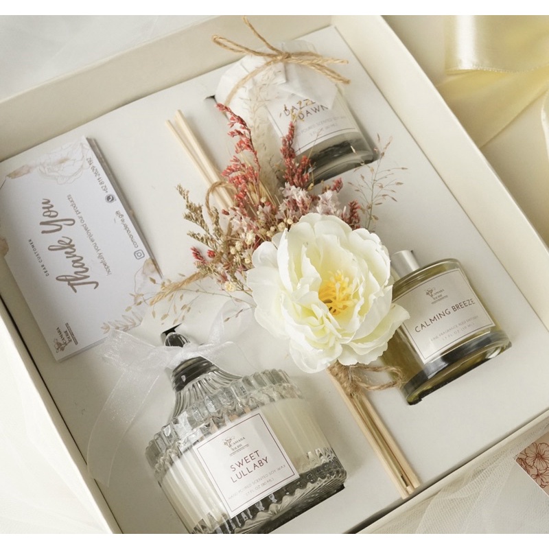 Jual Hampers/Giftset Set of 3 Scented Candle Reed Diffuser Premium ...
