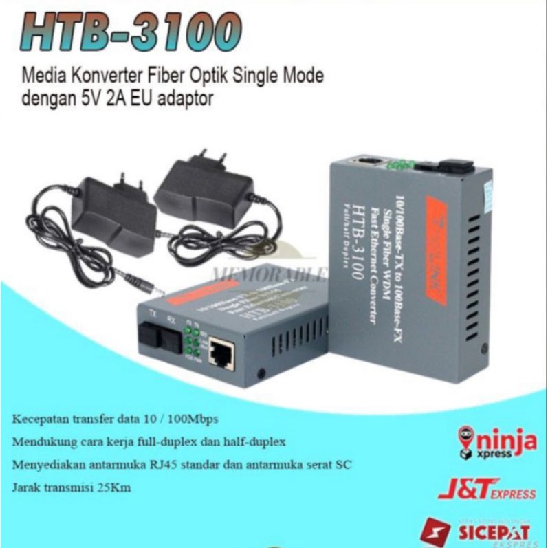 Jual NETLINK/ETHERLINK OPTICAL MEDIA CONVERTER HTB-3100 (A/B) 25KM ...