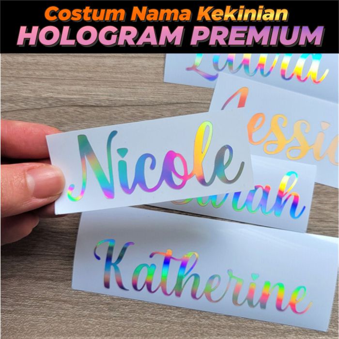 Jual Stiker Costum Nama Hologram Premium Sticker Kekinian Hologram ...