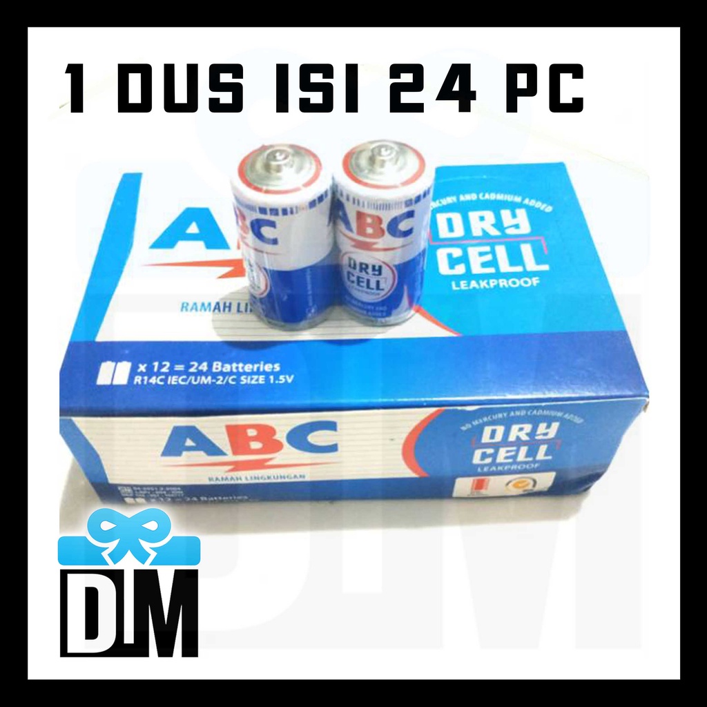 Jual Batu Baterai Batre Kering Battery size Ukuran C atau R14 merk ABC ...