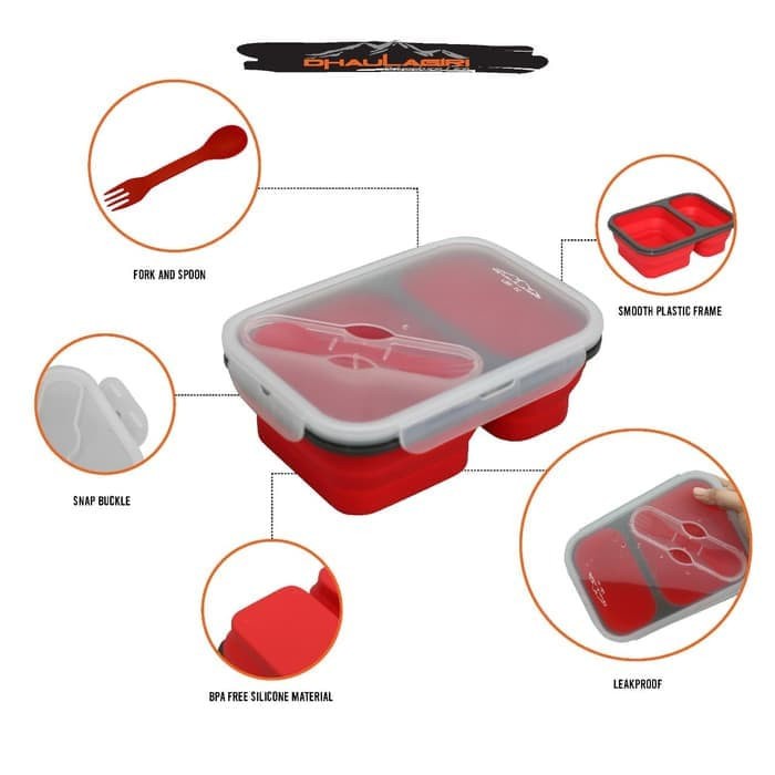Jual set-box-lunch- tempat makan lipat lunch box silikon foodgrade
