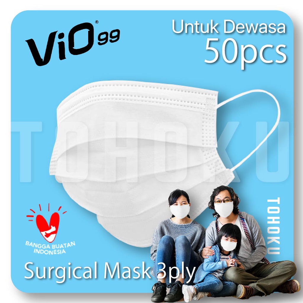 Jual Masker Medis 3 ply Vio 99 isi 50 pcs - Sertifikasi Kemenkes , USA ...