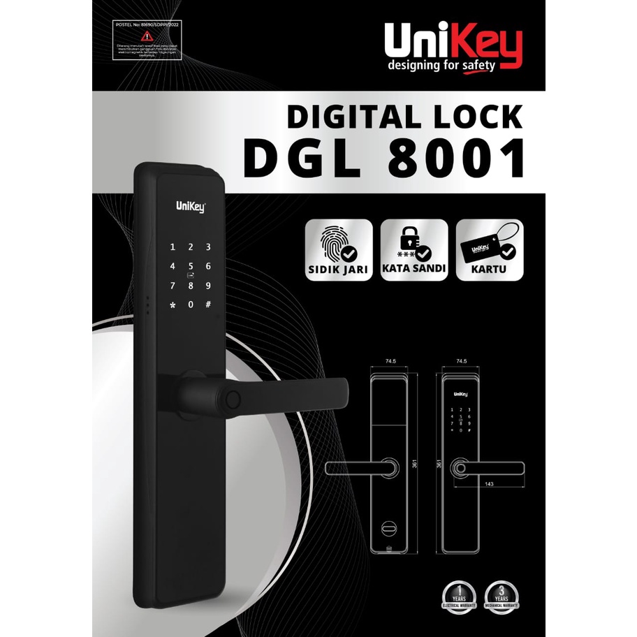Jual UniKey Digital Lock DGL 8001 Kunci Pintu Digital | Shopee Indonesia