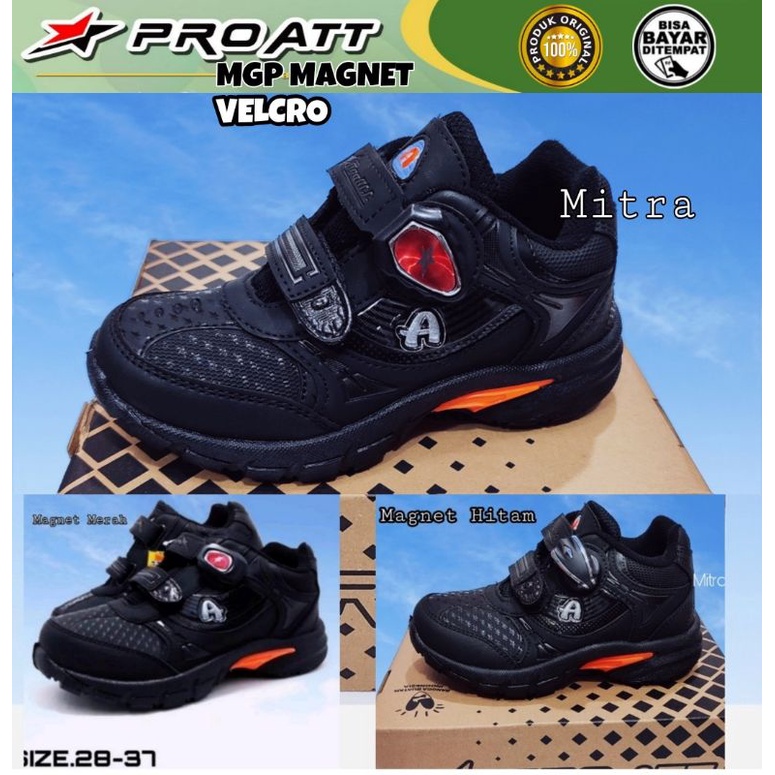 Jual PRO ATT Sepatu Sekolah Anak Cowok Cewek Hitam Black MGP Magnet ...