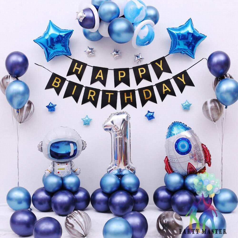 Jual Set paket balon dekorasi ulang tahun anak tema astronot galaxy