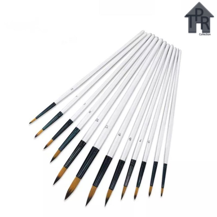 Jual Set kuas lukis lancip / artist paint brush round tips - 12pcs ...