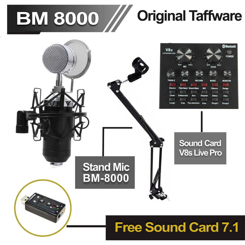Jual Mikrofon BM 8000 Original Taffware Mic Condenser BM8000 Set