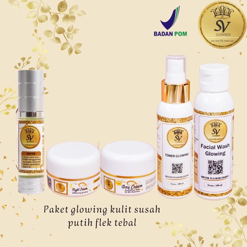 Jual paket glowing sv glowskin untuk kulit susah putih dan fl…