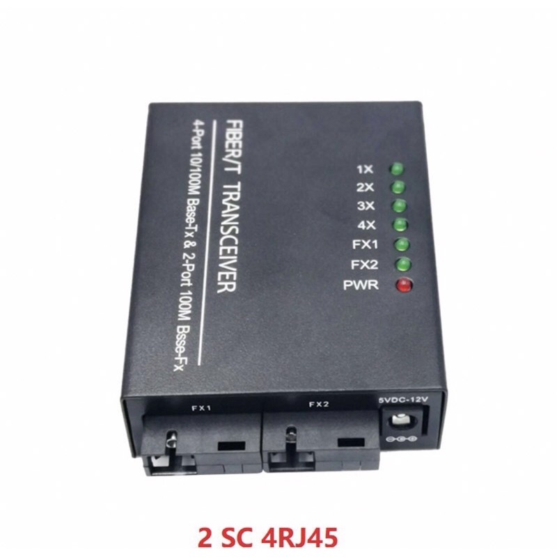 Jual Media Converter 2 SC Port FO to 4 Port LAN RJ45 10/100Mbps Fiber ...