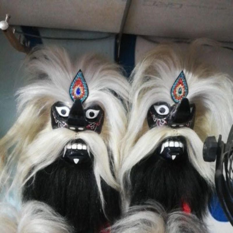 Jual topeng bujang ganong ponorogo rambut sintetis putih dengan muka