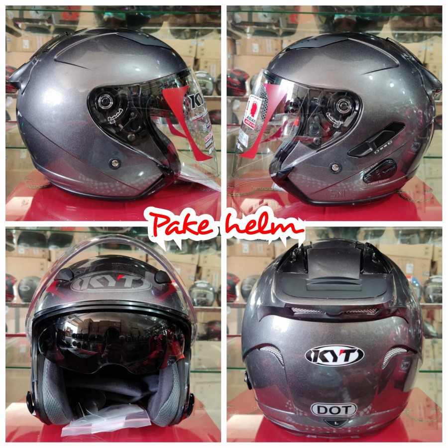 Jual HELM KYT GALAXY FLAT R GUN METAL ABU TUA KYT HALF FACE KYT DOUBLE