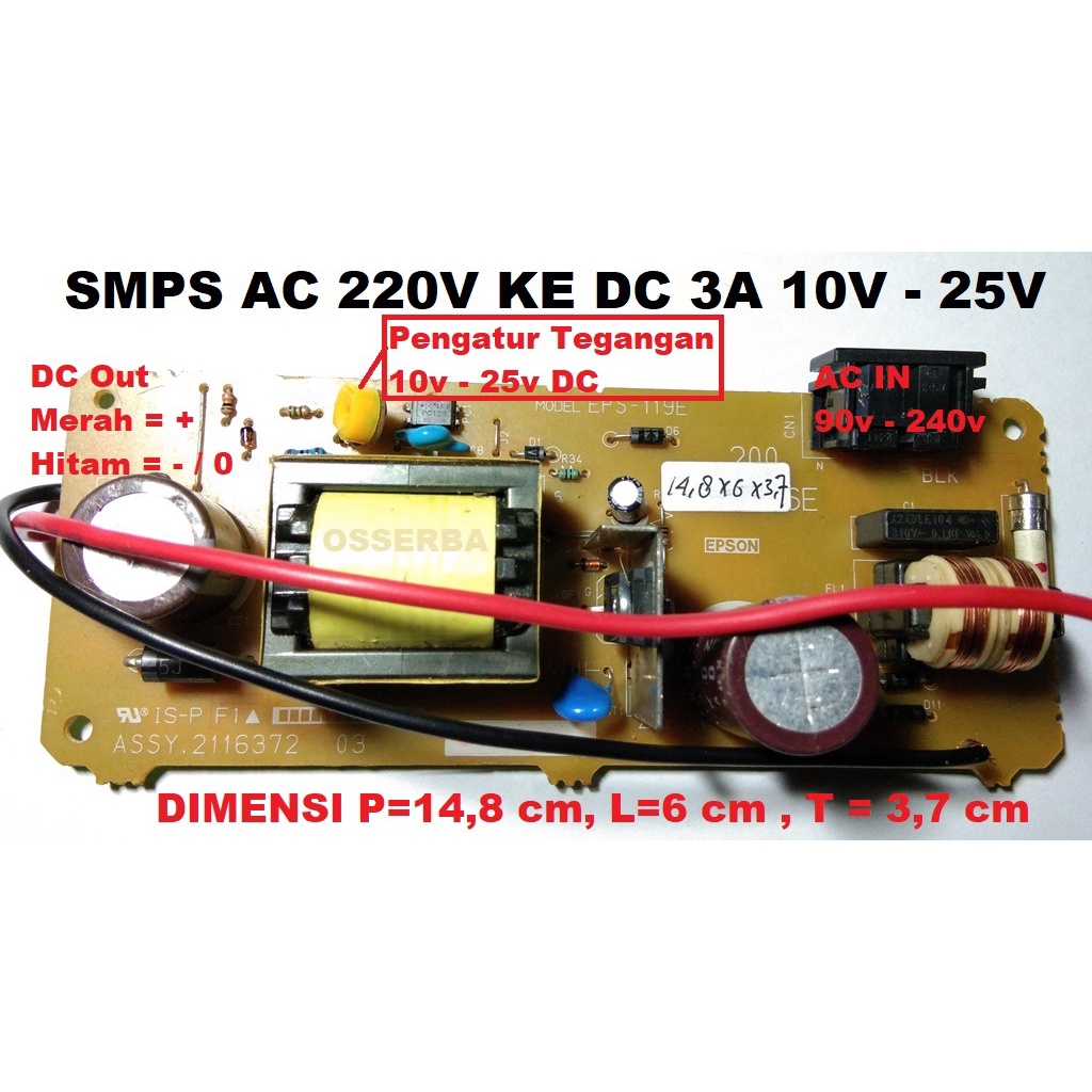 Jual SMPS 10V 24V 32v 36V 3A High Quality Power Supply Non Simetris