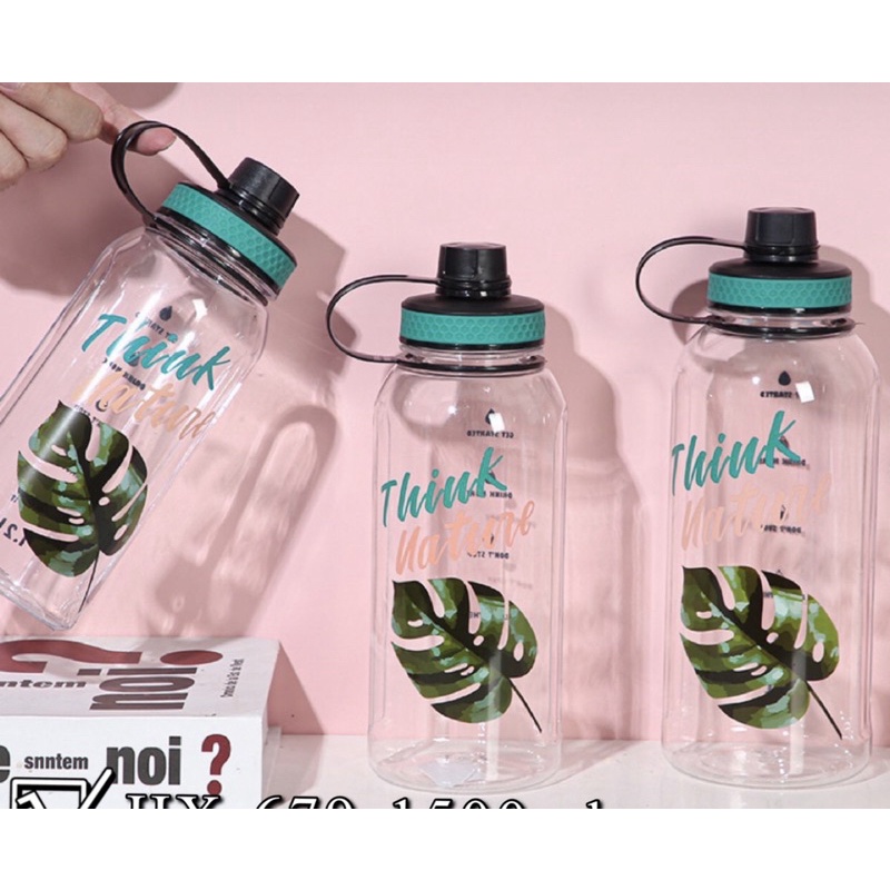 Jual 1500 ml botol minum anak sekolah /kuliah/ botol minum daun ...