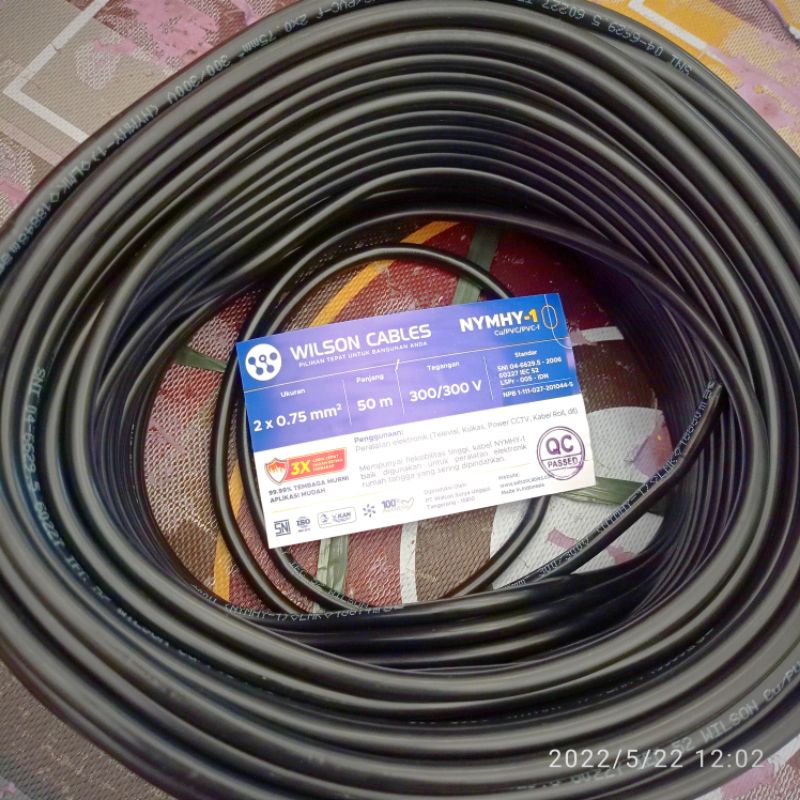 Jual kabel listrik NYM serabut 2x0.75 wilson cable SNI LMK tembaga 1 ...
