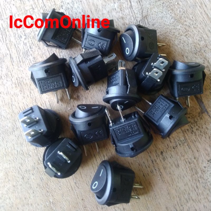 Jual Rocker Switch Saklar Bulat 2 Pin hitam | Shopee Indonesia