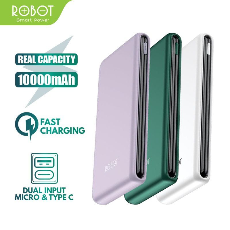 Jual PowerBank ROBOT 10000 mAh RT180 Dual Input Port Type C & Micro USB ...