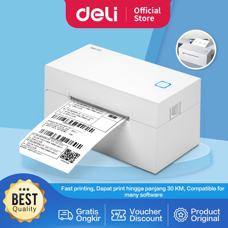 Jual Deli Thermal Label Printer / Printer Barcode Thermal / Label Resi