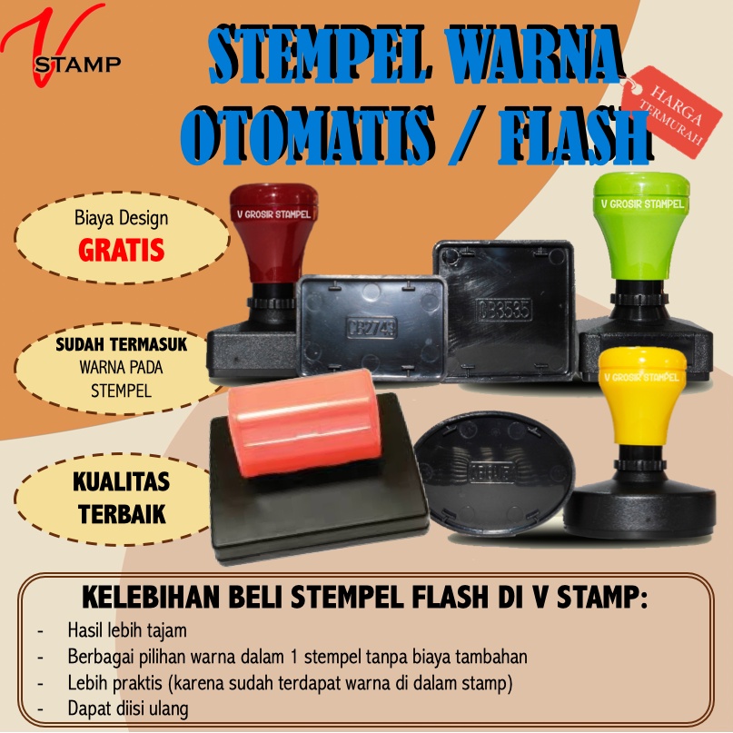 Jual Custom Stampel Warna Otomatis Flash Cetak Stempel Stamp