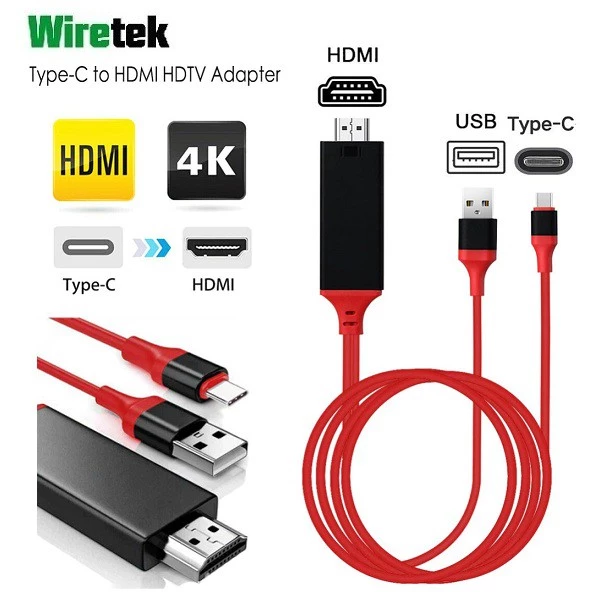 Type C to HDMI HDTV with Charging Adaptor Cable 2 meter