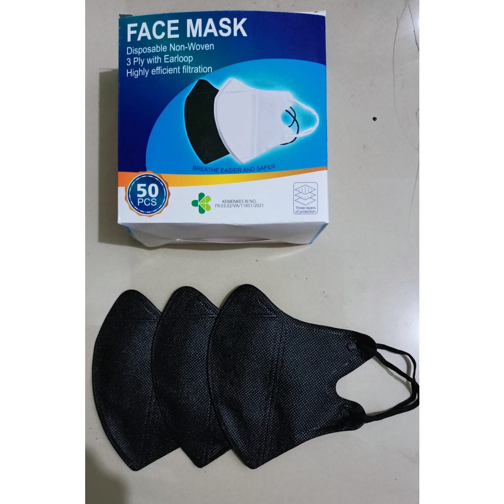 Jual MASKER DUCKBILL FACEMASK HITAM 1BOX ISI 50PCS | Shopee Indonesia