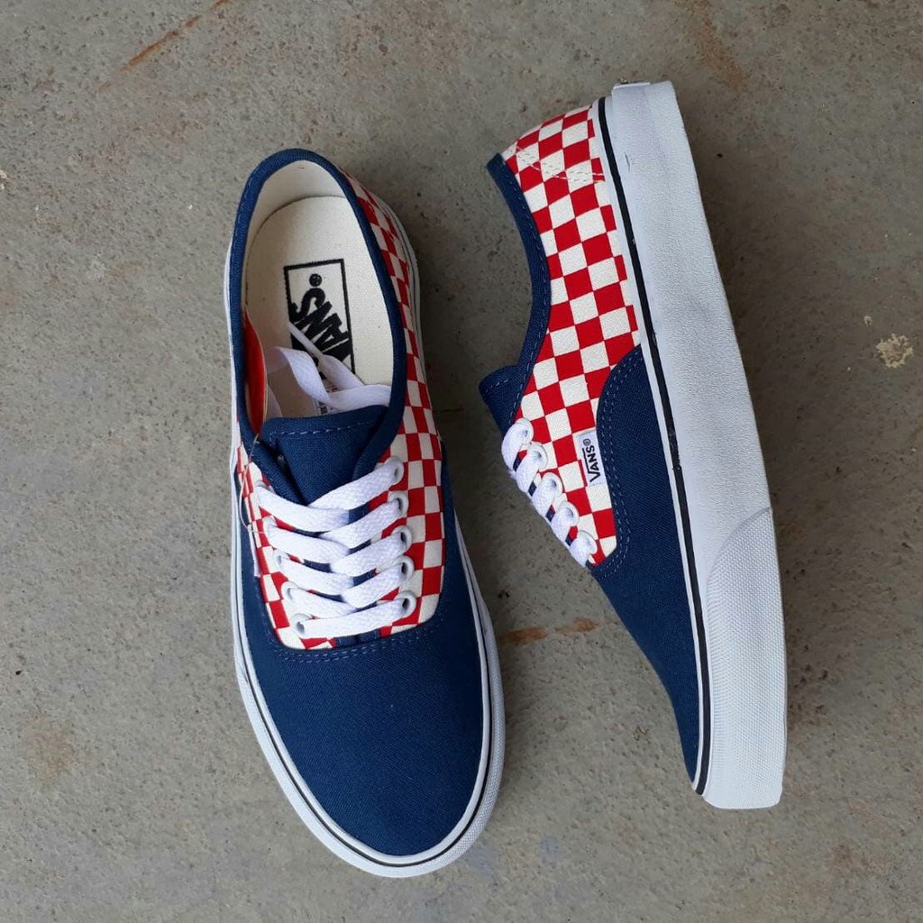 Vans authentic shop checkerboard red blue