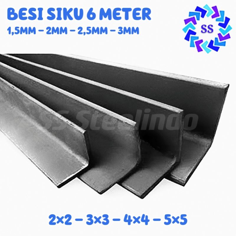 Jual Besi Siku L 6 Meter 2x2 3x3 4x4 5x5 15mm 2mm 25mm 3mm