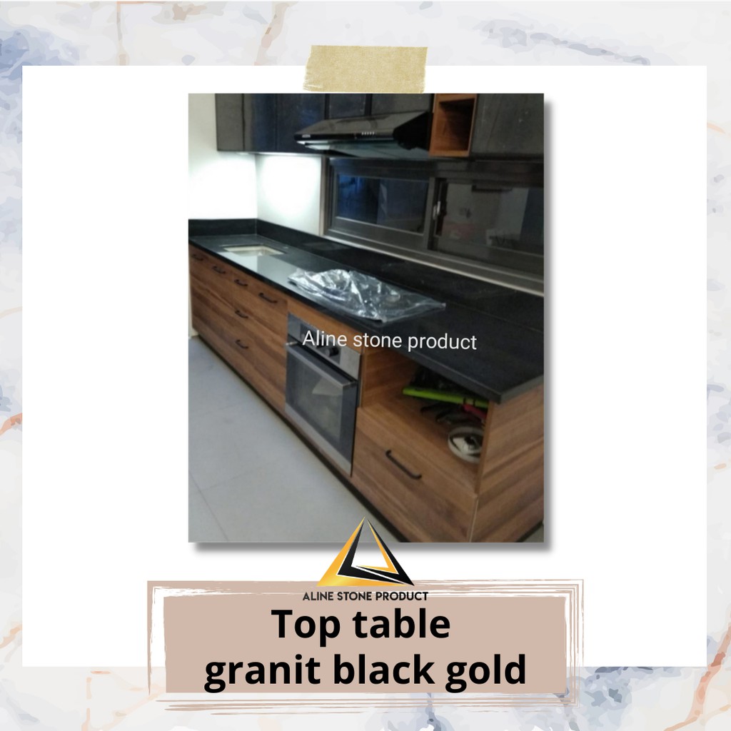 Jual Top Meja Dapur Granit Black Gold Meja Granit Kitchen Set Granit Shopee Indonesia 5033