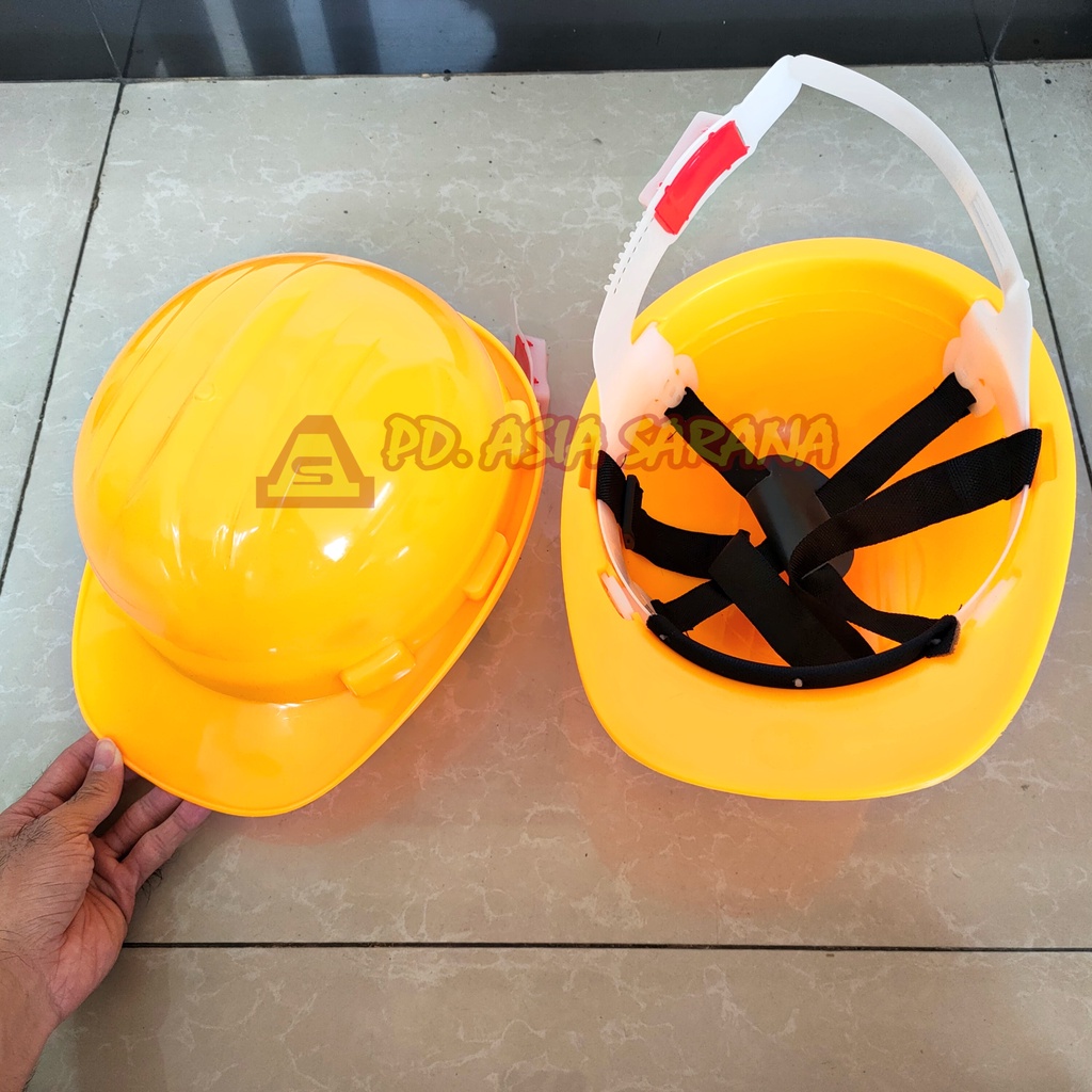 Jual [Kuning] Safety Helmet Full Set / Helm Proyek Helem Bangunan Tali